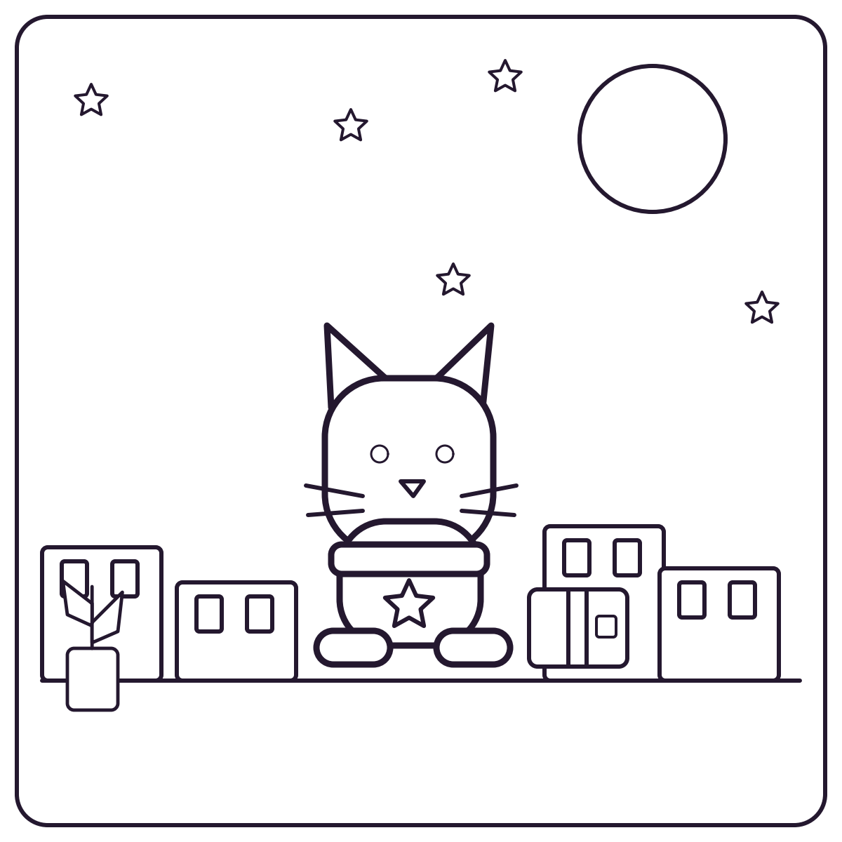 Pip and the Rooftop Moon coloring scene