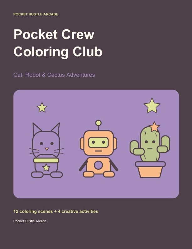 Prepared Pocket Crew Coloring Club paperback cover with Pip, Bolt and Moss